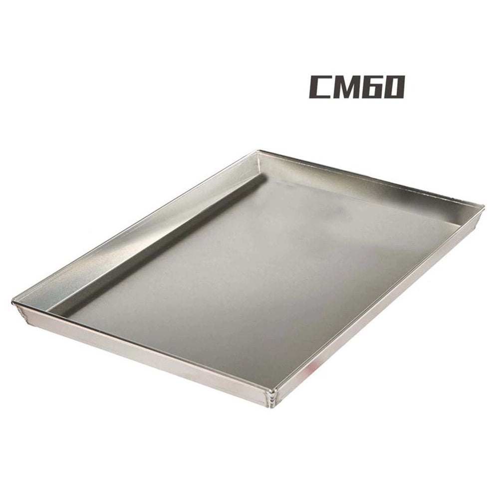 Trade Shop - Teglia In Latta Rettangolare Saldata Bordata Da 60cm Per Pizza Forno Argento 006519 -