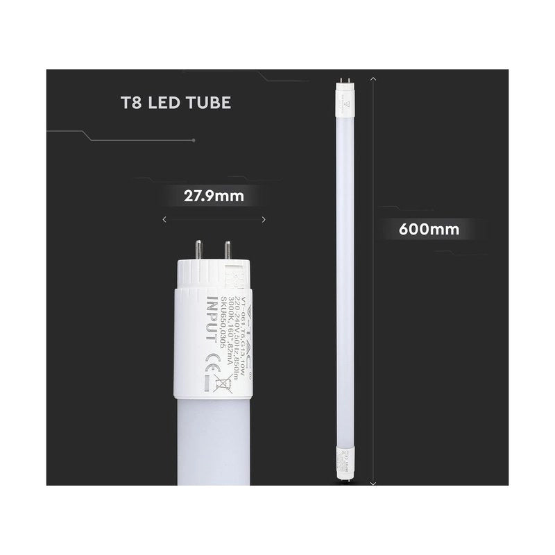Tubo Led T8 G13 60cm 9W 850LM 4000K Alimentazione da Un Lato Non Ruotabile SKU-216393