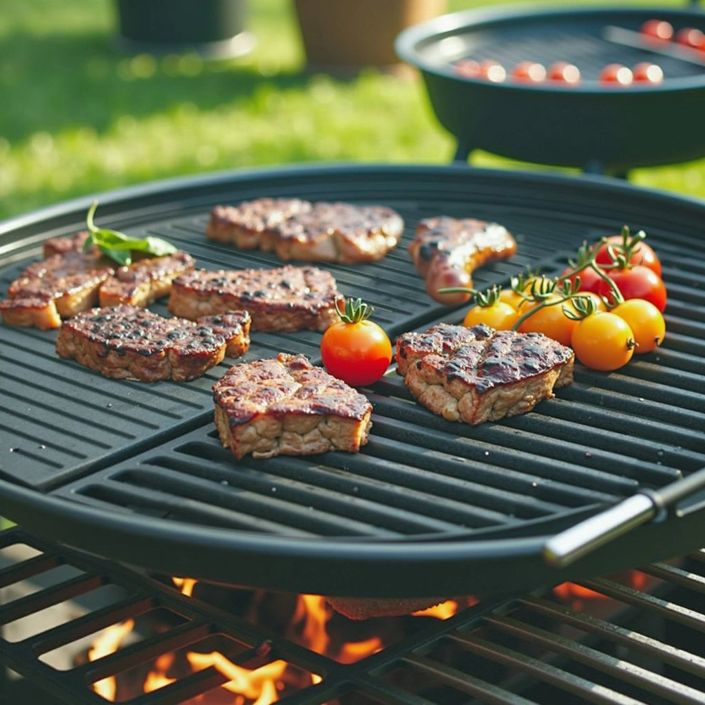 Piastra in ghisa rigata, forma a mezza luna, 55 x 26,5 x 1,5 cm, griglia in ghisa per barbecue, bistecchiera, ideale per grigliare carne, pesce, verdure