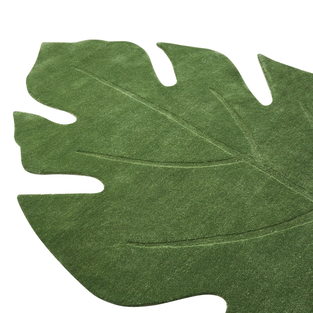 Tappeto a forma di foglia tuftato a mano 160 x 230 cm verde elemento decorativo