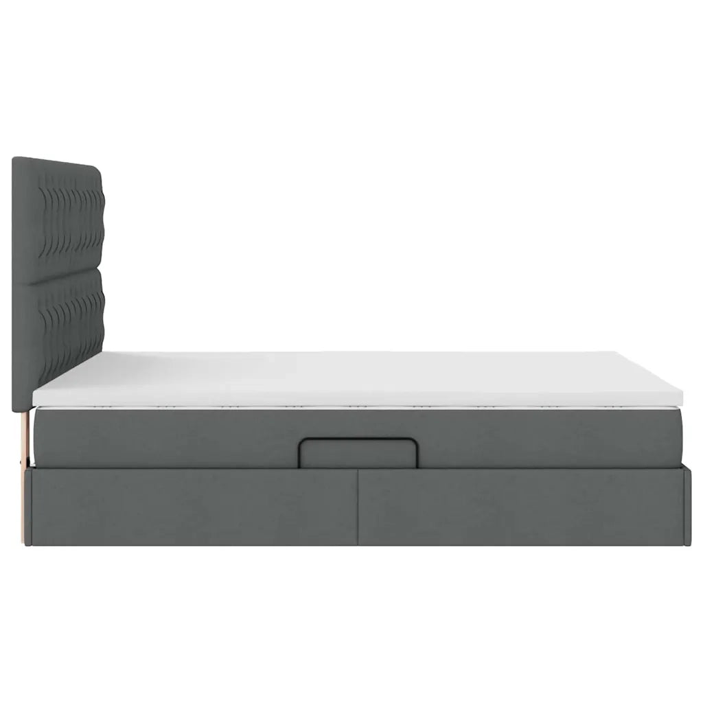 Letto con contenitore e materasso Grigio scuro 140 x 190 cm