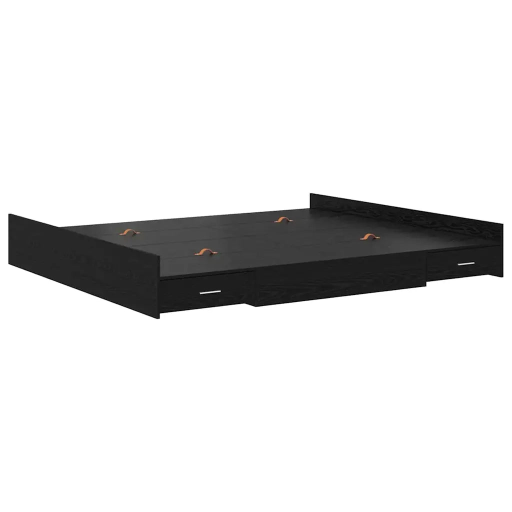 Struttura letto con contenitore Rovere Nero 200 x 200 cm 3335262
