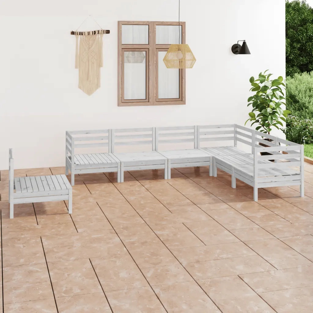 Set Divani da Giardino 7 pz in Legno Massello di Pino Bianco  cod mxl 40796