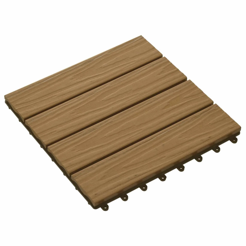 Piastrella per Decking 11 pz Teak riciclato 30 x 30 cm WPC CFW2574574