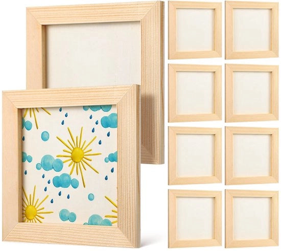 Scatole per foto in legno 12x12 cm - 10 pezzi - Progetti di fai da te sicuri per bambini - Materiale per fai da te robusto e sicuro