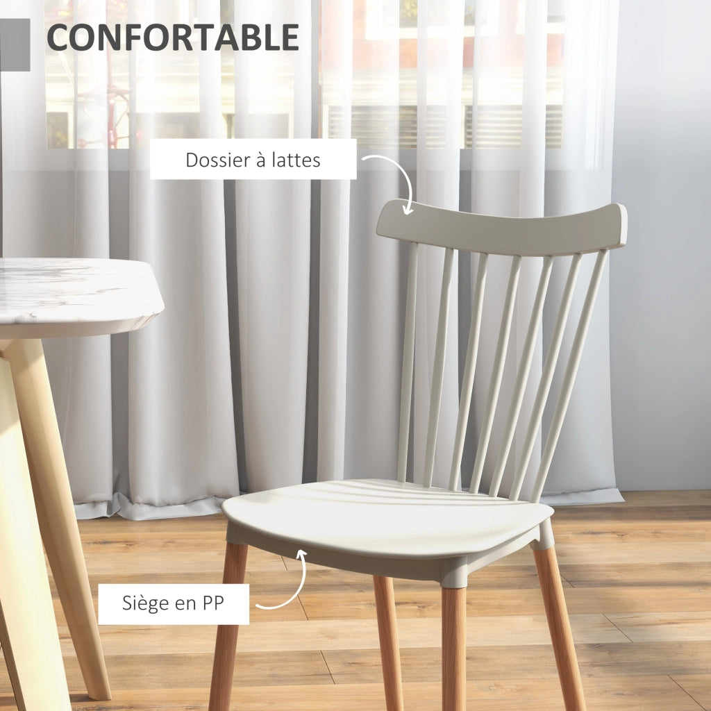 Set 4 Sedie Stile Scandinavo ¨C Zephmum ¨C Polipropilene Legno H¨ºtre Grigio 48x52.5x83 cm