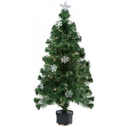 Trade Shop - Albero Di Natale Fibra Ottica Snow 120cm 140 Punte 18 Fiocchi Di Neve Verde -