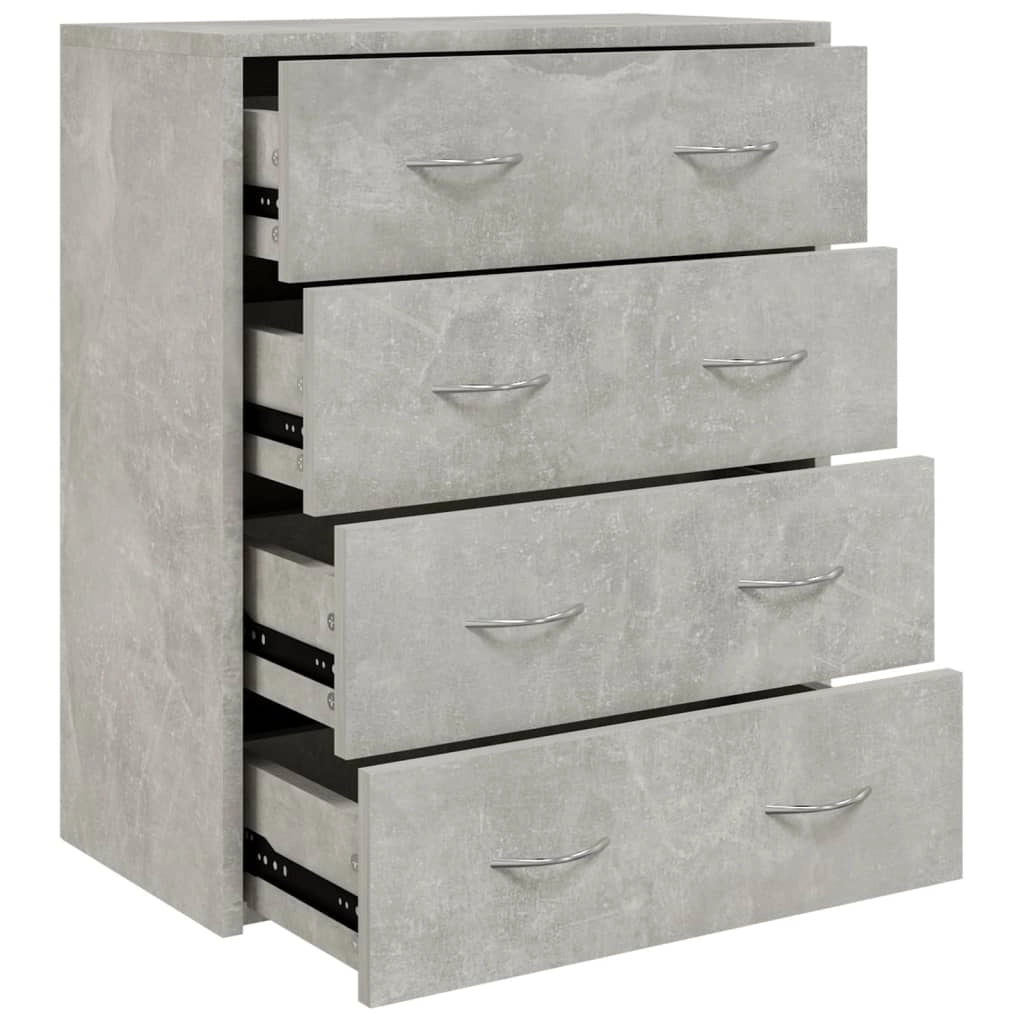 Buffet credenza cassettiera mobiletto mobile contenitore organizer per cucina soggiorno salotto con 4 cassetti 60 x 30,5 x 71 cm grigio cemento 02_0029753