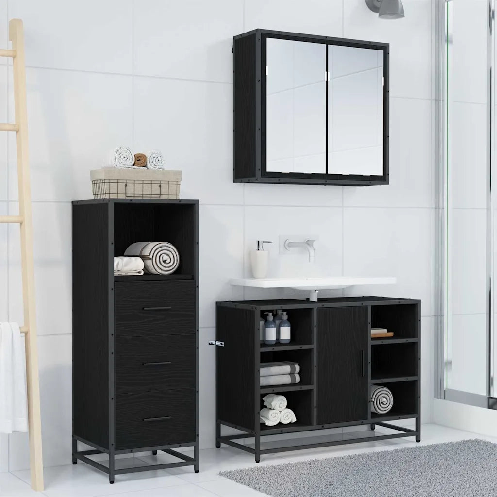 Set di mobili per il bagno con cassetto 3 pcs Legno vecchio
