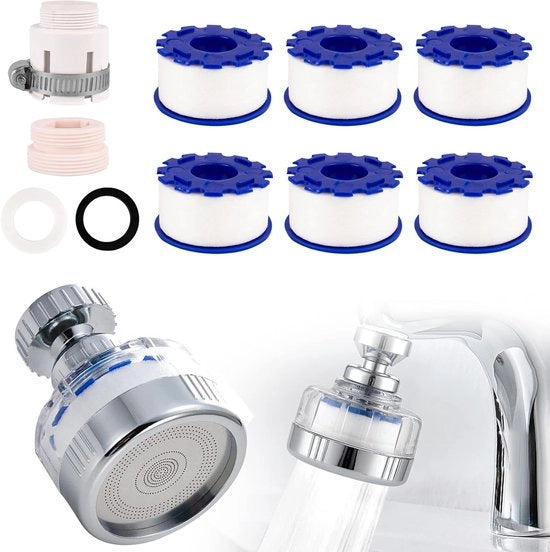 Filtri acqua per rubinetto - girevole - ideale per cucina e bagno - 6 pezzi - bianco - plastica