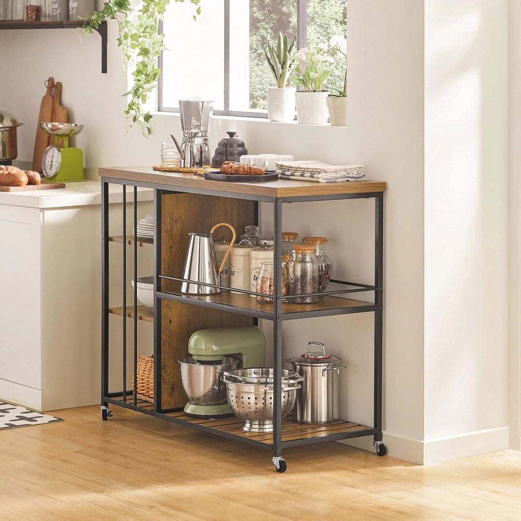 Carrello da portata con 5 ripiani Carrello laterale Carrello da cucina ripiano per microonde 110x45x92cm SVW18-II-F