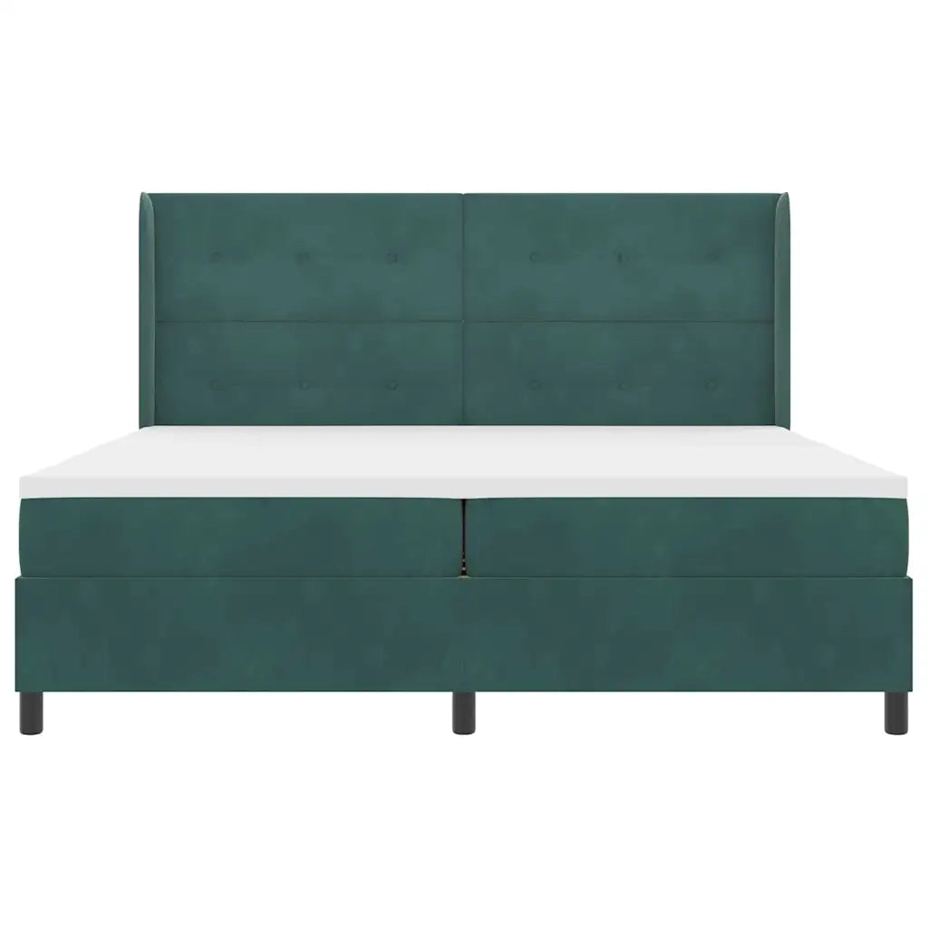 Letto a molle con materasso Verde Scuro 200 x 200 cm Velluto 3342029