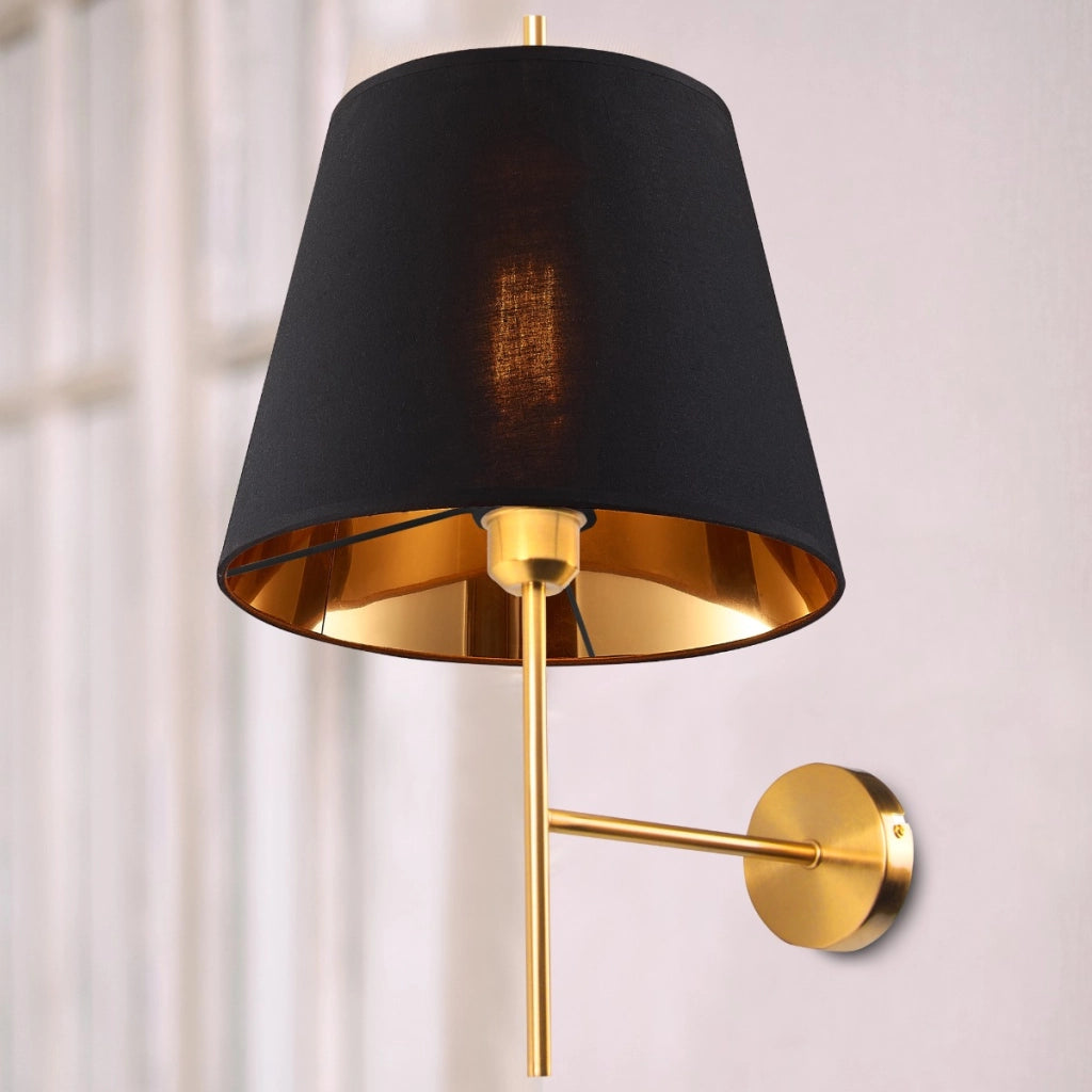 Applique Elena Polux oro, paralume nero, 1xE27 20W IP20