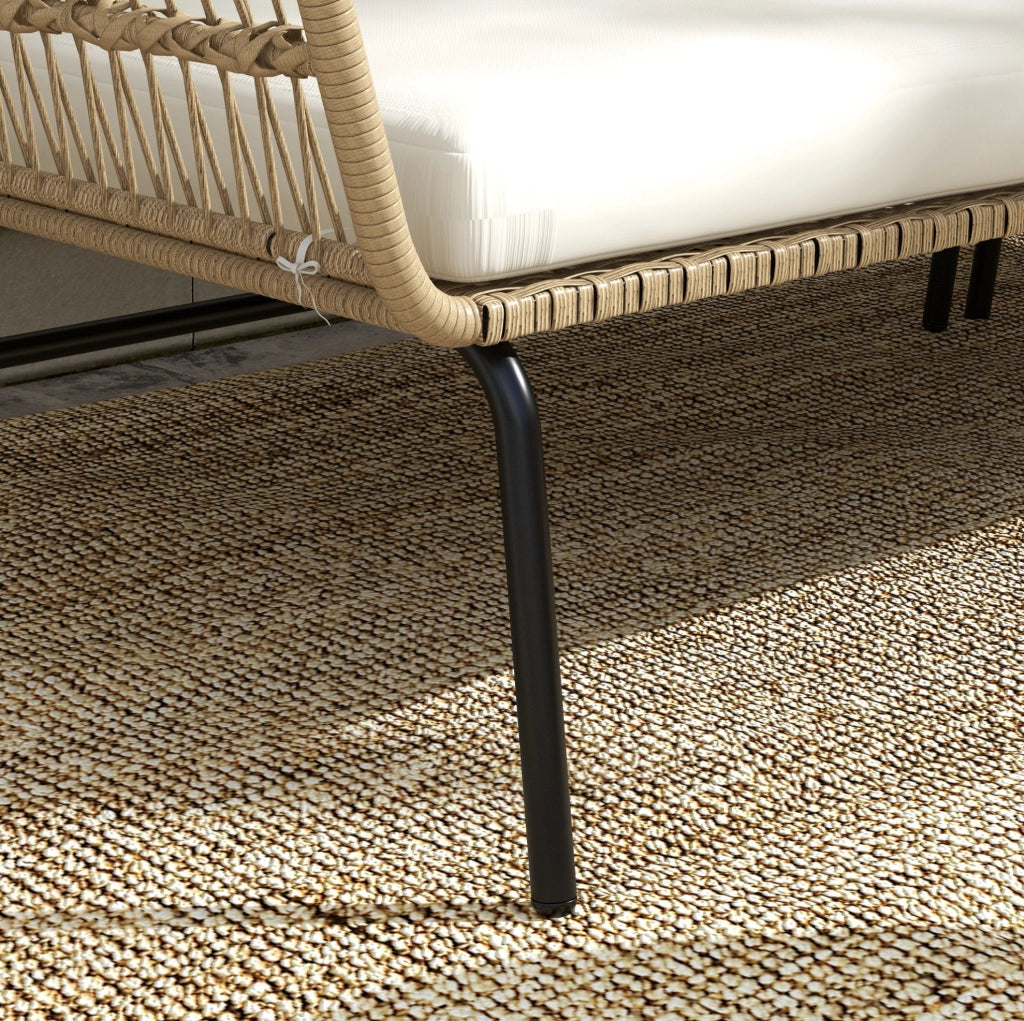 Set da giardino ULEVR 3 pezzi con lettino prendisole, divanetto 2 posti e tavolino, crema