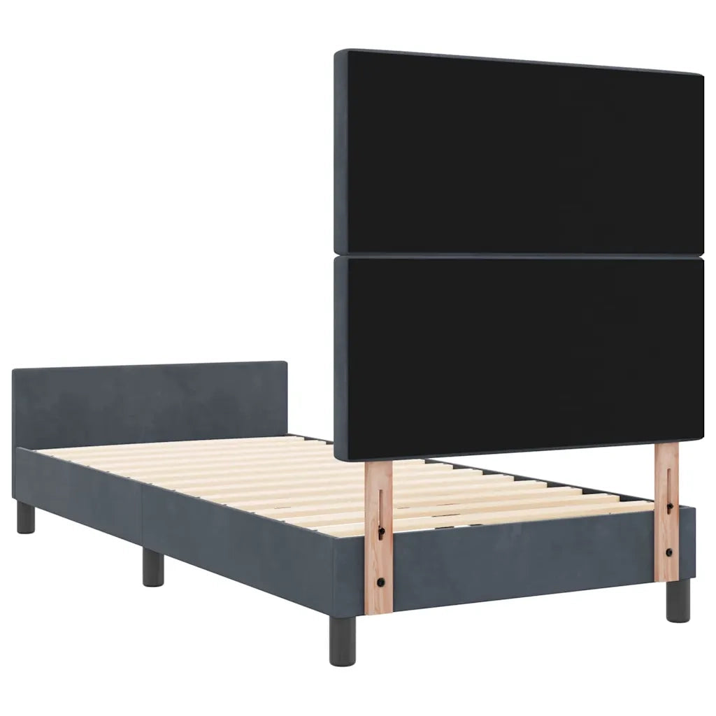 Letto a molle con testiera-Rete con Testiera Grigio scuro 100 x 200 cm Velluto 473085