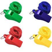 Trade Shop - Kit 4 Pz Fischietti In Plastica Con Cordino Per Coach Allenatori Calcio Arbitro -