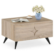 Tavolino da caff¨¨ moderno con scomparti aperti e 3 cassetti, Tavolino centrale in legno per soggiorno e camera da letto-Tavoli e sedie da pranzo