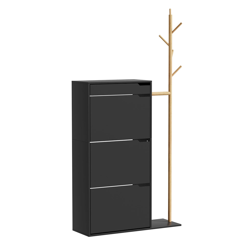 Vicco Armadio per le scarpe Nero 90 x 181.5 cm con 3 scomparti, 1 cassetto