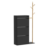 Vicco Armadio per le scarpe Nero 90 x 181.5 cm con 3 scomparti, 1 cassetto