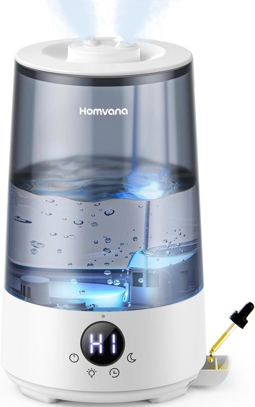 Umido per Aria - Riempi dal Sopra - Camera da Letto - 3,6L - 360° - 34 Ore - Silenzioso 16 dB (SilenziosoSpray Tech) - Piccolo - Camera dei Bambini - Libero da BPA - Diffusore di Aromi per Piante - 7 Colori - Lampada da Notte