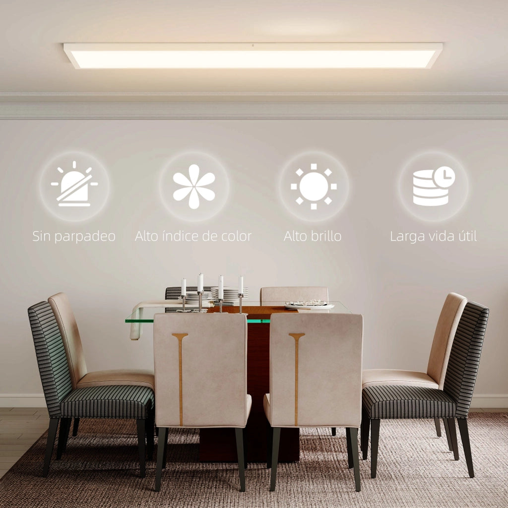 Lampada da Soffitto a 4 Luci ¨C zephmum ¨C Bianco 120x30x3,7 cm