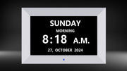 Cronografo digitale 7 pollici bianco con supporto alla scheda SD, visualizzazione video, visualizzazione calendario, funzione allarme e funzioni di ricordo.