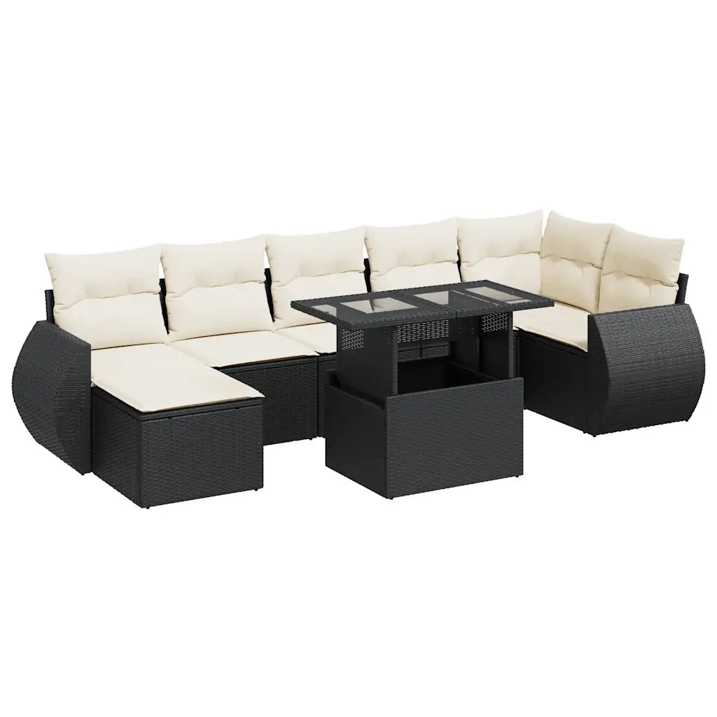 Set Divani da Giardino con Cuscini 8 pz Nero in Polyrattan 3326677