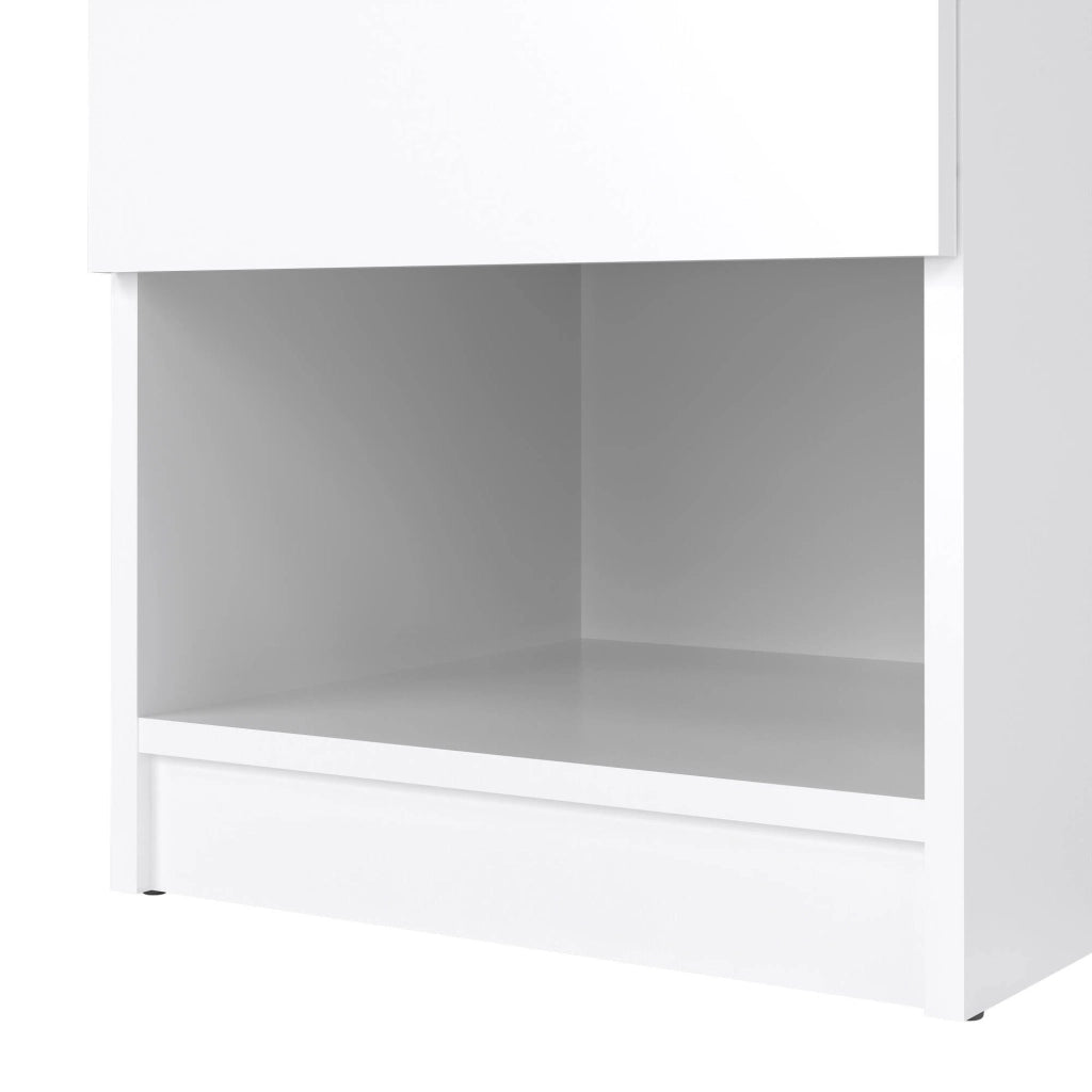 Comodino a un Scolastica, colore bianco lucido, cm 40 x 49 x 40