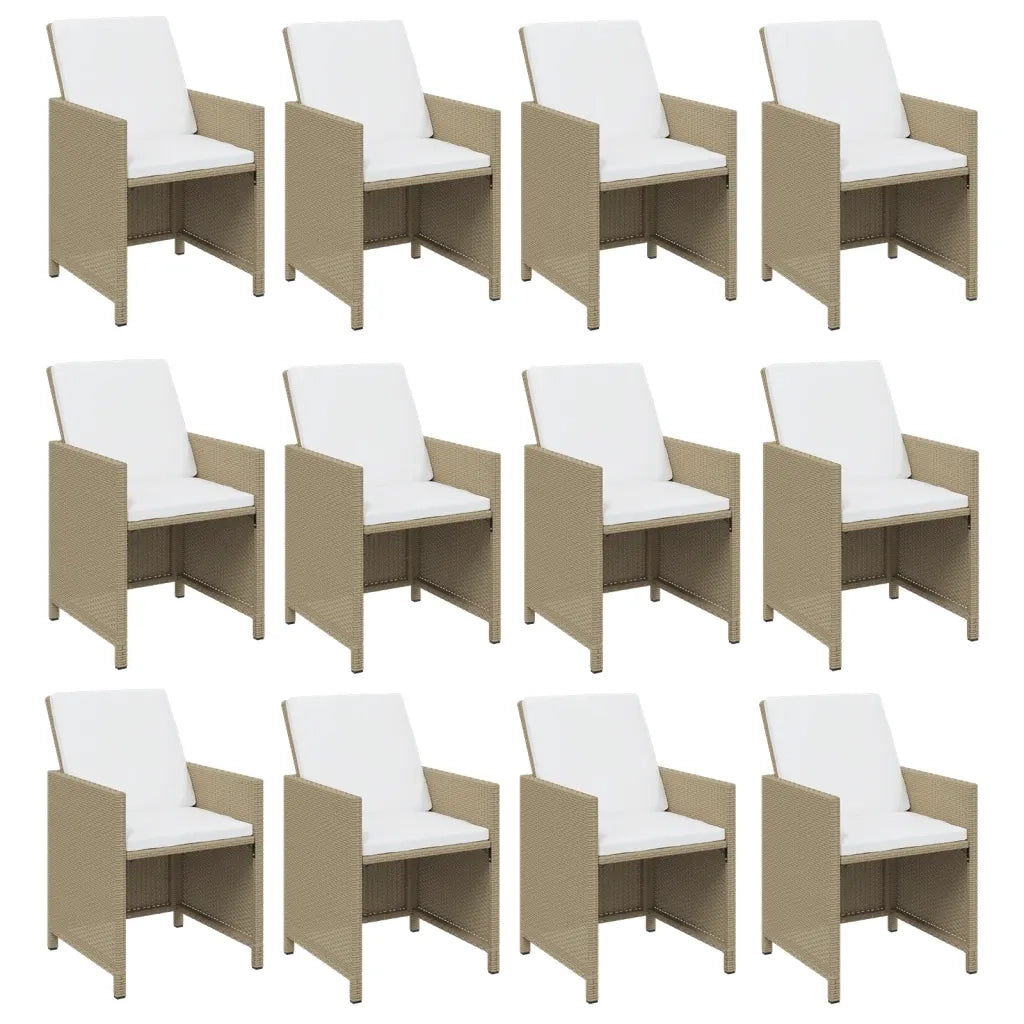 Set da Pranzo per Giardino 17pz con Cuscini in Polyrattan Beige cod mxl 36013