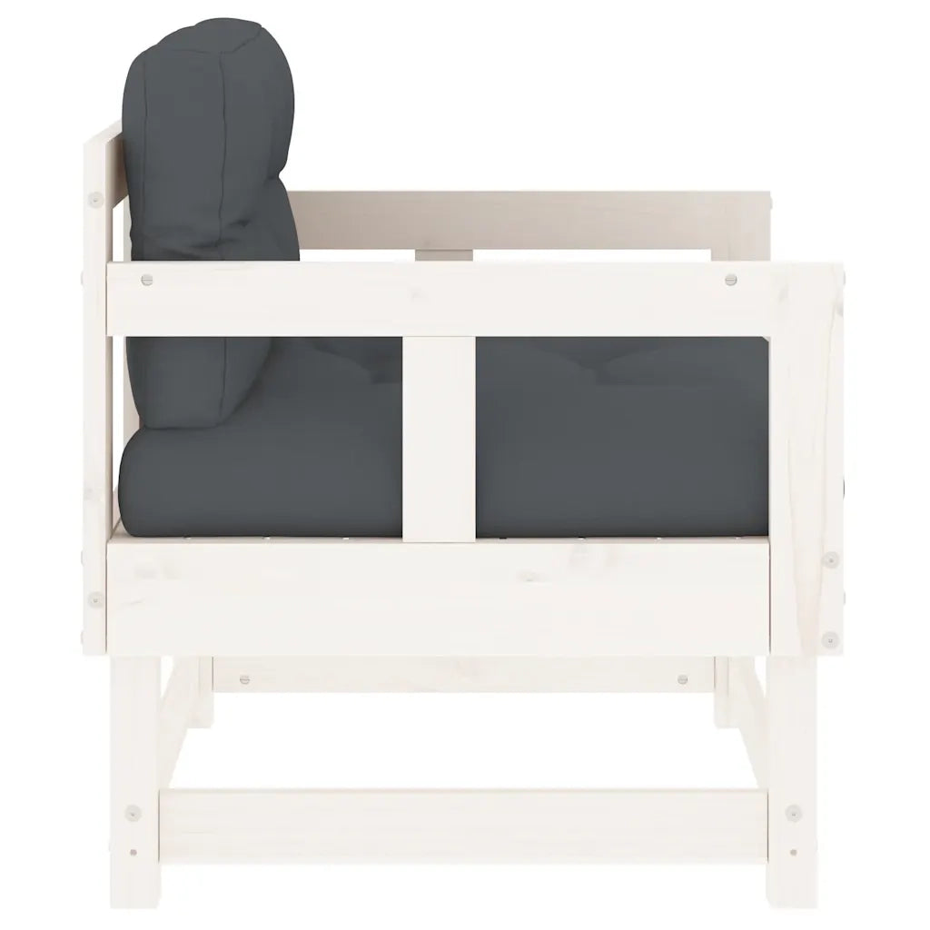 Sedia da patio-Sedie da Giardino con Cuscini 2pz Legno Massello di Pino Bianco 584915