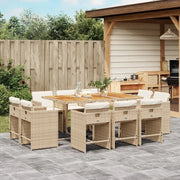Set da Pranzo da Giardino 11 pz con Cuscini Beige in Polyrattan 3211216