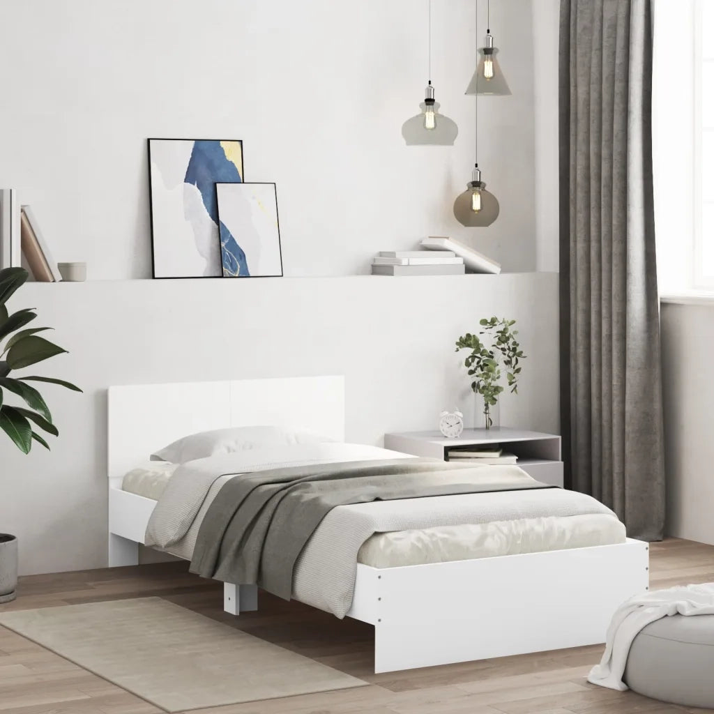 Giroletto con Testiera Bianco 100x200 cm in Legno Multistrato 838617