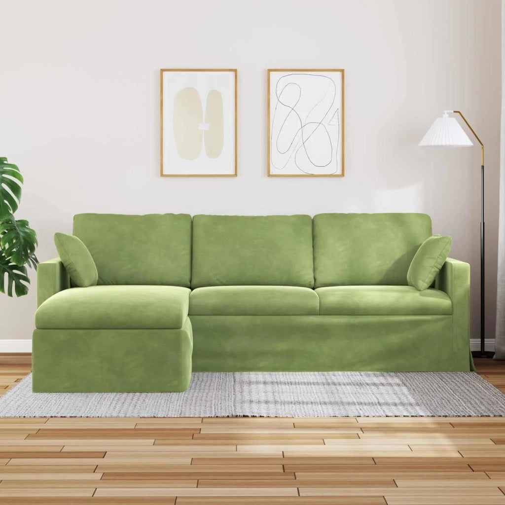 Divano Verde chiaro 228 x 134 x 80 cm Velluto