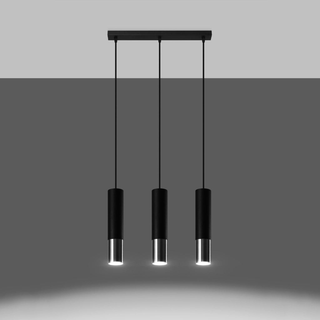 Lampadario Pure Lume Spirexez 3 luci GU10 nero/cromo