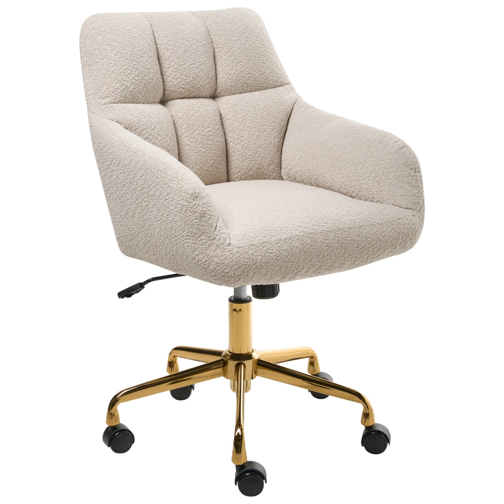 Sedia da ufficio in tessuto bouclè beige chiaro Girevole Funzione Regolabile Mobili da Ufficio