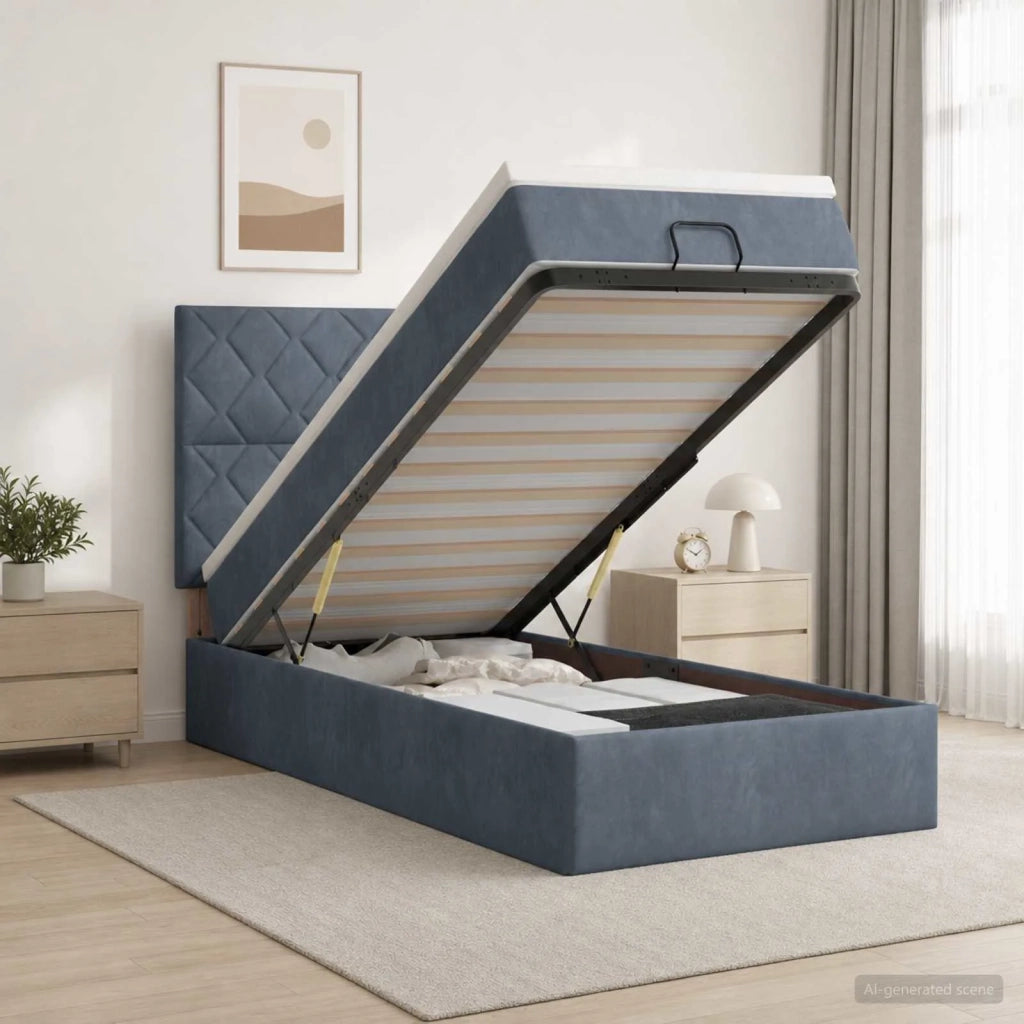 Letto Ottomano con Materasso e LED Grigio Scuro 100 x 200 cm 3458356