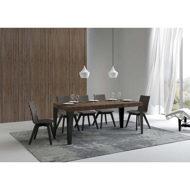 Tavolo allungabile 140/400x90 cm Flame Premium telaio Antracite - Noce