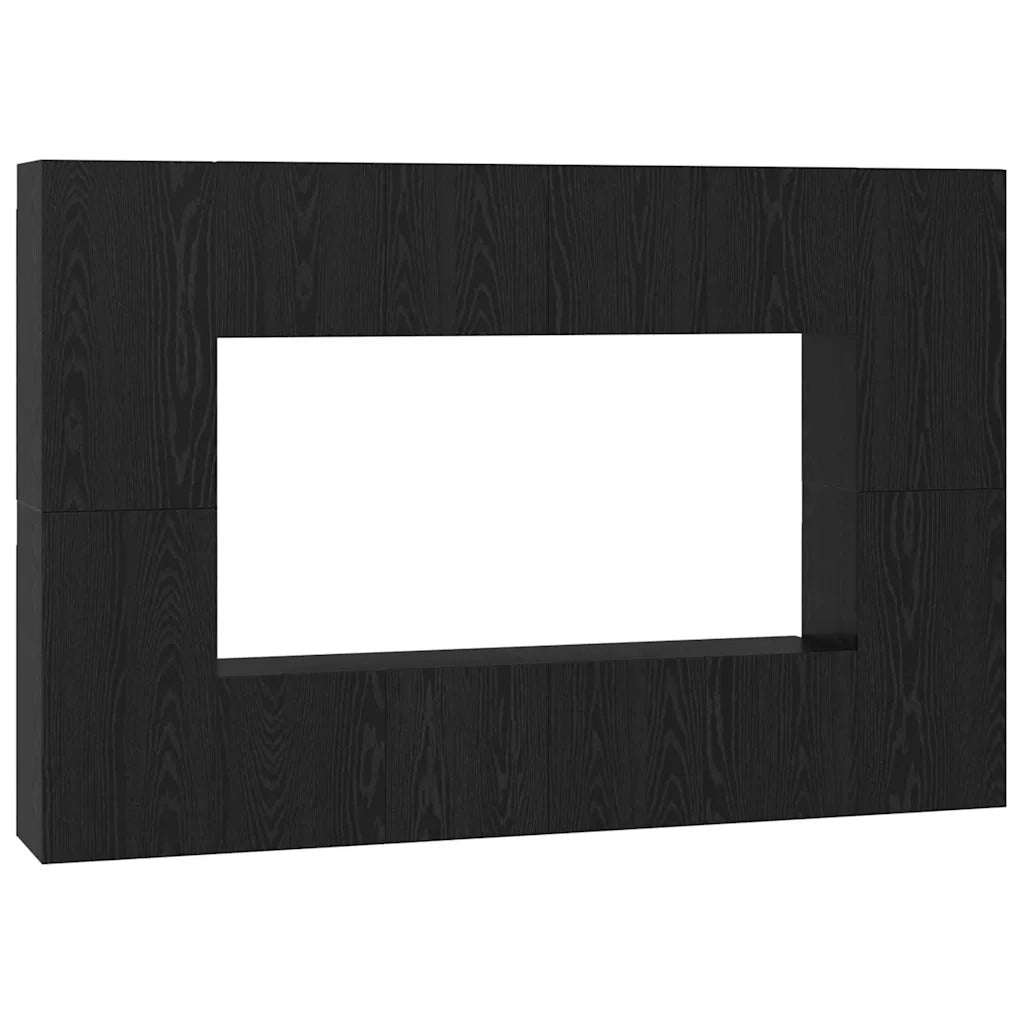 Set mobile TV 8 pcs Rovere Nero Legno multistrato 3393376