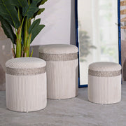 Ghanzi, Pouf Contenitore set da 3, 41x41x50h cm Beige