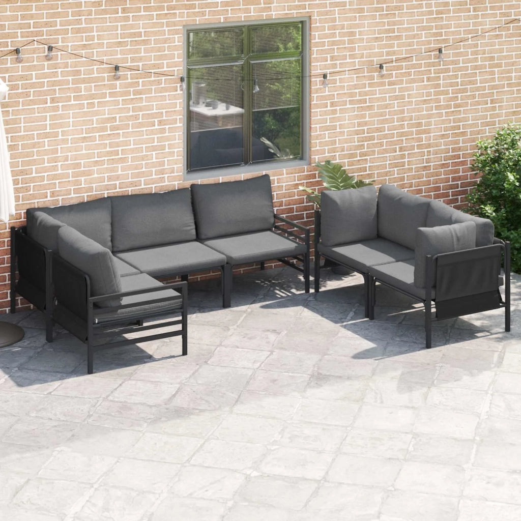 Set Divano da Giardino con cuscino 6 pcs Nero Acciaio 3378987