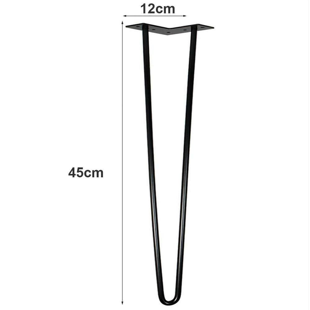 4x Gambe Piedi Tavolo Tavolino Panca Sedia 45cm Metallo Design Moderno Nero