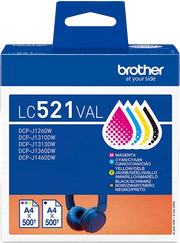 Brother LC521VAL cartuccia d'inchiostro 4 pz Originale Nero, Ciano, Magenta, Giallo