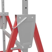 Set 2 Cavalletti da Lavoro Telescopici 80-130 cm Pieghevoli, in Acciaio Q195, 68x58x80 cm, Rosso e Argento