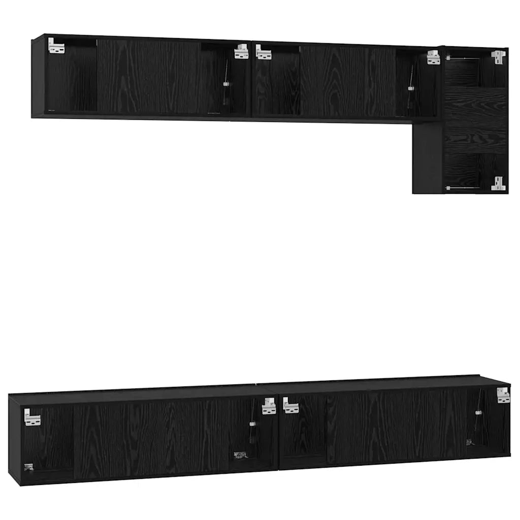 vidaXL Set mobile TV Montaggio a parete 5 pcs Rovere Nero