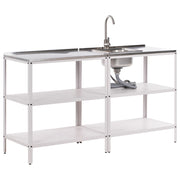 Set di cucina da esterno 2 elementi in acciaio inox bianco 2 isole da cucina lavello a leva cucina da esterno