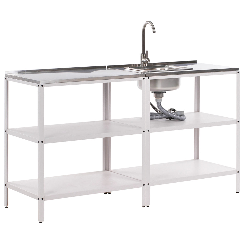 Set di cucina da esterno 2 elementi in acciaio inox bianco 2 isole da cucina lavello a leva cucina da esterno