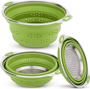 Colapasta in acciaio inossidabile e silicona, colapasta per cucina pieghevole, setaccio termoresistente e spazia risparmiante, colore verde