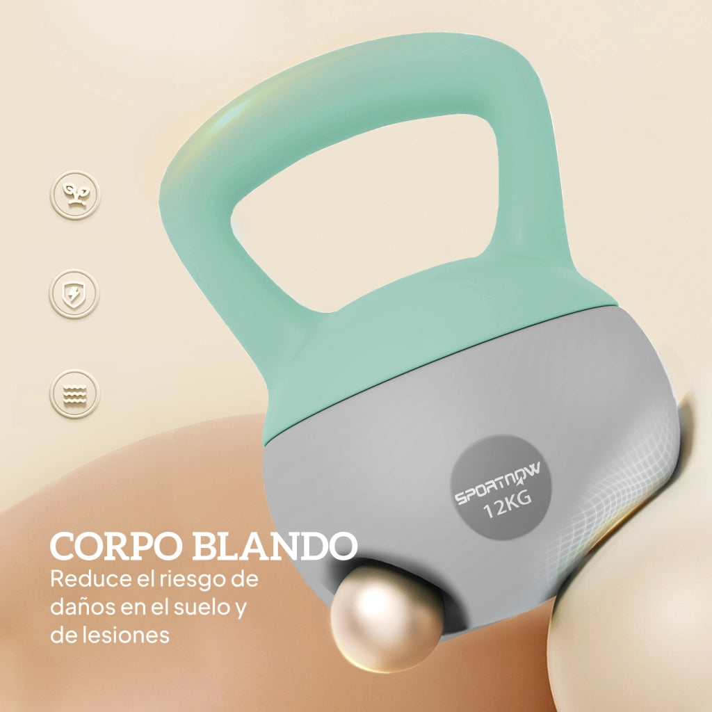 Kettlebell 12 kg Pesa Rusa ¨C Zephmum ¨C Verde Grigio Metallo 21x21x30 cm