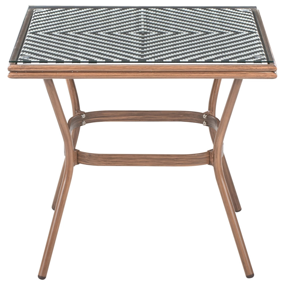 Set da pranzo da giardino a 4 posti in rattan marrone scuro e alluminio Bianco e nero struttura in alluminio