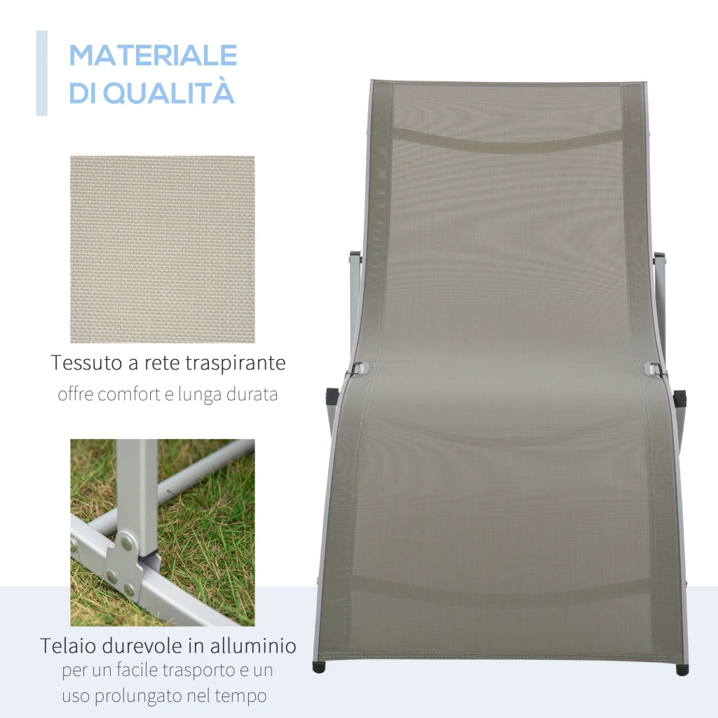 Lettino Pieghevole da Giardino ¨C Zephmum ¨C Grigio Tessuto 61x165x63 cm